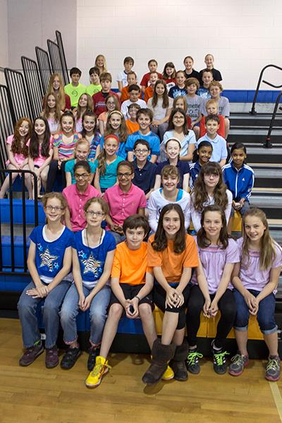 Photo: 24 sets of twins who are fifth-graders at Highcrest Middle School in Wilmette, Illinois, pose for a photo on June 6 (Scott Eisen/AP)