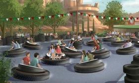 A sketch of the Luigi's Flying Tires ride at Disney's Car Land. (Photo via Autoweek.)
