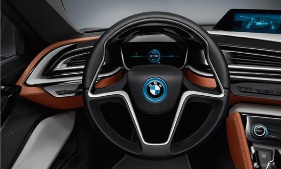 The instrument panel of the BMW i8 spyder. Photo by BMW.
