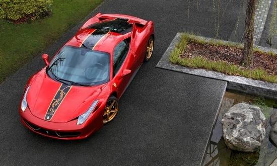 The special edition features a golden dragon on the hood. Photo by Ferrari.
