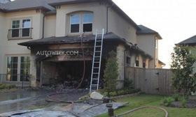 These are the remnants of the garage in which the Fisker Karma was parked. Photo courtesy of Autoweek.
