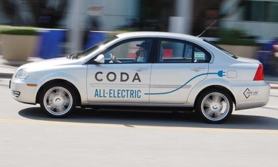 The Coda electric sedan was available for test drives.. Photo by Mark Vaughn.
