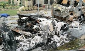 These are the remains of a Fisker Karma that, according to officials, sparked a garage fire. Photo courtesy of Autoweek.