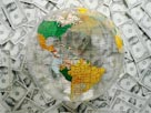 Image: Globe with money (© PhotoAlto/SuperStock)