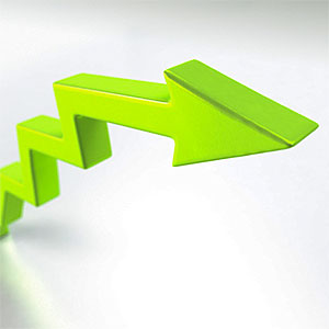 Statistics arrow in three dimensions Polka Dot Jupiter, Getty