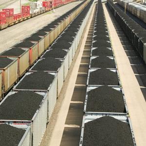 Elevated view of freight cars with coal copyright Joseph Sohm-Visions of America, Photodisc, Getty Images