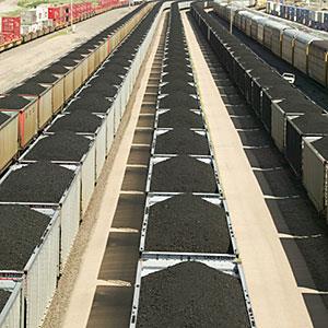 Elevated view of freight cars with coal copyright Joseph Sohm-Visions of America, Photodisc, Getty Images
