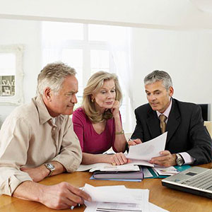 Couple with financial planner copyright moodboard, Corbis