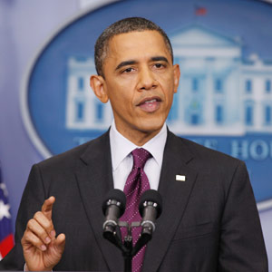 U.S. President Barack Obama holds a news conference from the White House /Larry Downing/Reuters