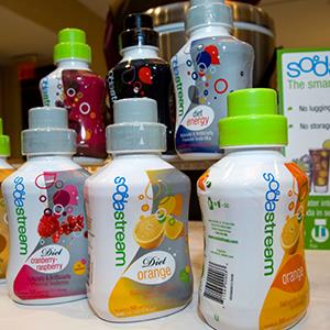 Bottles of SodaStream flavors (© Frances Roberts/Alamy)