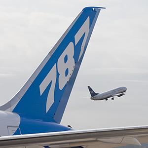 File photo of a Boeing Co. 787 Dreamliner on display at Reagan National Airport in Washington, D.C. (© Andrew Harrer/Bloomberg via Getty Images)