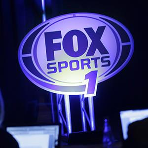 A logo for the new Fox Sports 1 channel is displayed during a news conference in New York on March 5, 2013 (copyright Seth Wenig/AP Photo)