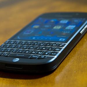 The new BlackBerry Q10 is displayed for a photograph in San Francisco, Calif. on Tuesday, April 23, 2013 (© David Paul Morris/Bloomberg via Getty Images)