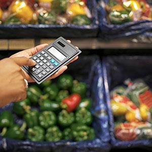 Logo: Close-up of a person using a calculator in a supermarket (George Doyle/Stockbyte/Getty Images)