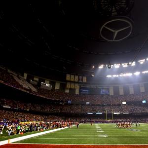 A general view of the Mercedes-Benz Superdome after a sudden power outage that lasted 34 minutes in the second half of Super Bowl XLVII ( Al Bello/Getty Images)