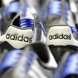 Adidas soccer shoes at the company's factory in Scheinfeld, Germany, on February 23, 2011 (© Guenter Schiffmann/Bloomberg via Getty Images)