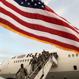 U.S. Army soldiers returning from Iraq walk off their plane as they arrive at Fort Hood, Texas on December 16, 2011 ( Joe Raedle/Getty Images)