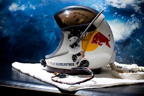 A helmet from the Red Bull Stratos (Edge-of-Space Skydive) project.