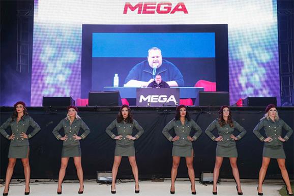 Kim Dotcom at the launch of Mega. Image Reuters