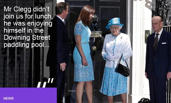 The Queen and Prince Philip meet David and Samantha Cameron outside Number 10 Downing Street (Image © AP Photo/Kirsty Wigglesworth)