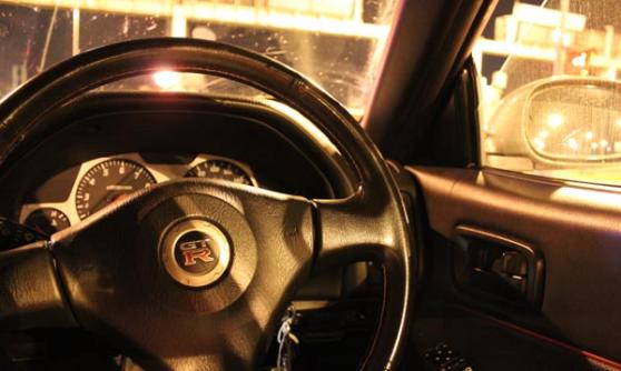 Nissan Skyline GT-R interior at the Eurotunnel (c) Motoring Research