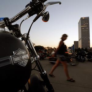 A Harley Davidson motorcycle during the company's 110th anniversary celebration in Milwaukee, Wis., on Thursday (© Morry Gash/AP)
