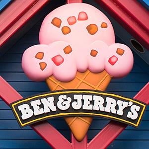 Caption: Ben & Jerry's ice cream sign at the visitors center
Credit: © Kristoffer Tripplaar/Alamy