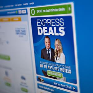 William Shatner, spokesman for Priceline.com, appears on the company's homepage on Feb. 26, 2013 (© Daniel Acker/Bloomberg via Getty Images)