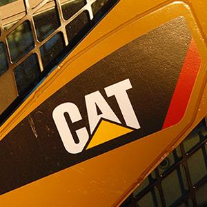 Credit: © Jessica Rinaldi/Reuters
Caption: The CAT logo is seen on the side of a Caterpillar machine