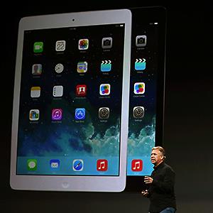 Caption: Apple Senior Vice President of Worldwide Marketing Phil Schiller announces the new iPad Air
Credit: © Justin Sullivan/Getty Images